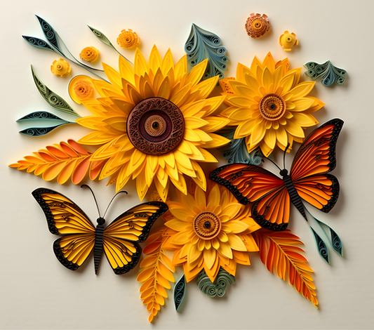 3D sunflowers with butterfly