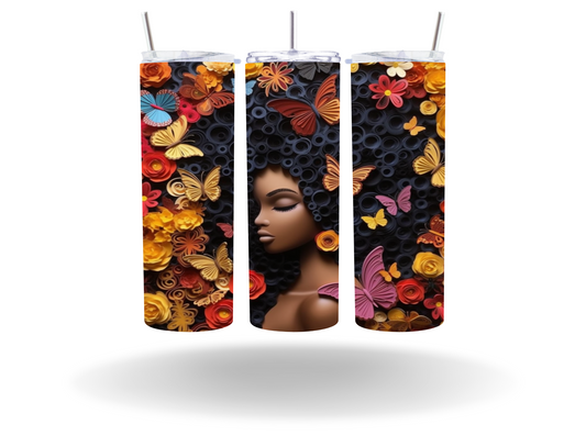 3DBlack Beauty women with butterflies